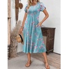 ZEAGOO Womens Casual Dresses for Summer Short Sleeve Flare Midi Dress Loose Flowy Beach Sundress(Blue Flower)