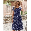 ZEAGOO Womens Casual Dresses for Summer Short Sleeve Flare Midi Dress Loose Flowy Beach Sundress(B-navy Floral 02)