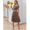 ZEAGOO Womens Casual Dresses for Summer Short Sleeve Flare Midi Dress Loose Flowy Beach Sundress(Brown Floral)