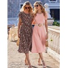 ZEAGOO Womens Casual Dresses for Summer Short Sleeve Flare Midi Dress Loose Flowy Beach Sundress(Brown Floral)