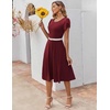 ZEAGOO Womens Casual Dresses for Summer Short Sleeve Flare Midi Dress Loose Flowy Beach Sundress(Burgundy)