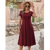 ZEAGOO Womens Casual Dresses for Summer Short Sleeve Flare Midi Dress Loose Flowy Beach Sundress(Burgundy)