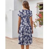 ZEAGOO Womens Casual Dresses for Summer Short Sleeve Flare Midi Dress Loose Flowy Beach Sundress(Deep Blue Flower)