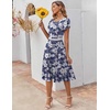 ZEAGOO Womens Casual Dresses for Summer Short Sleeve Flare Midi Dress Loose Flowy Beach Sundress(Deep Blue Flower)
