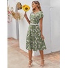 ZEAGOO Womens Casual Dresses for Summer Short Sleeve Flare Midi Dress Loose Flowy Beach Sundress(Green Floral)