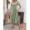 ZEAGOO Womens Casual Dresses for Summer Short Sleeve Flare Midi Dress Loose Flowy Beach Sundress(Green Floral)