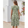 ZEAGOO Womens Casual Dresses for Summer Short Sleeve Flare Midi Dress Loose Flowy Beach Sundress(Green Floral)