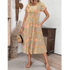 ZEAGOO Womens Casual Dresses for Summer Short Sleeve Flare Midi Dress Loose Flowy Beach Sundress(Greygreen)