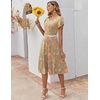 ZEAGOO Womens Casual Dresses for Summer Short Sleeve Flare Midi Dress Loose Flowy Beach Sundress(Greygreen)
