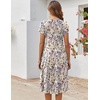 ZEAGOO Womens Casual Dresses for Summer Short Sleeve Flare Midi Dress Loose Flowy Beach Sundress(Ivory Floral 01)