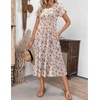 ZEAGOO Womens Casual Dresses for Summer Short Sleeve Flare Midi Dress Loose Flowy Beach Sundress(Ivory Floral 02)
