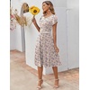 ZEAGOO Womens Casual Dresses for Summer Short Sleeve Flare Midi Dress Loose Flowy Beach Sundress(Ivory Floral 02)