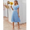 ZEAGOO Womens Casual Dresses for Summer Short Sleeve Flare Midi Dress Loose Flowy Beach Sundress(Light Blue Floral)
