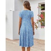 ZEAGOO Womens Casual Dresses for Summer Short Sleeve Flare Midi Dress Loose Flowy Beach Sundress(Light Blue Floral)