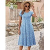 ZEAGOO Womens Casual Dresses for Summer Short Sleeve Flare Midi Dress Loose Flowy Beach Sundress(Light Blue Floral)