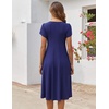 ZEAGOO Womens Casual Dresses for Summer Short Sleeve Flare Midi Dress Loose Flowy Beach Sundress(Navy Blue)