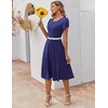 ZEAGOO Womens Casual Dresses for Summer Short Sleeve Flare Midi Dress Loose Flowy Beach Sundress(Navy Blue)