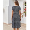 ZEAGOO Womens Casual Dresses for Summer Short Sleeve Flare Midi Dress Loose Flowy Beach Sundress(Navy Dot)