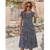 ZEAGOO Womens Casual Dresses for Summer Short Sleeve Flare Midi Dress Loose Flowy Beach Sundress(Navy Dot)