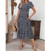 ZEAGOO Womens Casual Dresses for Summer Short Sleeve Flare Midi Dress Loose Flowy Beach Sundress(Navy Dot)