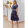 ZEAGOO Womens Casual Dresses for Summer Short Sleeve Flare Midi Dress Loose Flowy Beach Sundress(Navy Flower)
