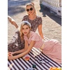 ZEAGOO Womens Casual Dresses for Summer Short Sleeve Flare Midi Dress Loose Flowy Beach Sundress(Pink Dot)
