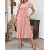 ZEAGOO Womens Casual Dresses for Summer Short Sleeve Flare Midi Dress Loose Flowy Beach Sundress(Pink Dot)