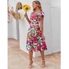 ZEAGOO Womens Casual Dresses for Summer Short Sleeve Flare Midi Dress Loose Flowy Beach Sundress(Pink Floral)