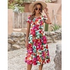 ZEAGOO Womens Casual Dresses for Summer Short Sleeve Flare Midi Dress Loose Flowy Beach Sundress(Pink Floral)