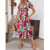 ZEAGOO Womens Casual Dresses for Summer Short Sleeve Flare Midi Dress Loose Flowy Beach Sundress(Pink Floral)