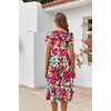 ZEAGOO Womens Casual Dresses for Summer Short Sleeve Flare Midi Dress Loose Flowy Beach Sundress(Pink Floral)