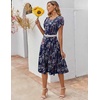 ZEAGOO Womens Casual Dresses for Summer Short Sleeve Flare Midi Dress Loose Flowy Beach Sundress(Purple Floral)