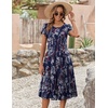 ZEAGOO Womens Casual Dresses for Summer Short Sleeve Flare Midi Dress Loose Flowy Beach Sundress(Purple Floral)