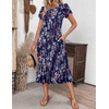 ZEAGOO Womens Casual Dresses for Summer Short Sleeve Flare Midi Dress Loose Flowy Beach Sundress(Purple Floral)