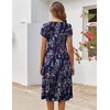 ZEAGOO Womens Casual Dresses for Summer Short Sleeve Flare Midi Dress Loose Flowy Beach Sundress(Purple Floral)