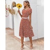 ZEAGOO Womens Casual Dresses for Summer Short Sleeve Flare Midi Dress Loose Flowy Beach Sundress(Red Floral 02)