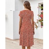 ZEAGOO Womens Casual Dresses for Summer Short Sleeve Flare Midi Dress Loose Flowy Beach Sundress(Red Floral 02)