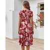 ZEAGOO Womens Casual Dresses for Summer Short Sleeve Flare Midi Dress Loose Flowy Beach Sundress(Red Flower)