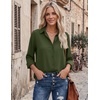 Zeagoo Blouses for Women Dressy Casual Long Sleeve Button Down Shirts Tops(Army Green)