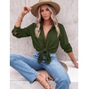 Zeagoo Blouses for Women Dressy Casual Long Sleeve Button Down Shirts Tops(Army Green)