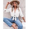 Zeagoo Blouses for Women Dressy Casual Long Sleeve Button Down Shirts Tops(A-white)