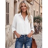 Zeagoo Blouses for Women Dressy Casual Long Sleeve Button Down Shirts Tops(A-white)