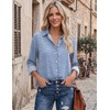 Zeagoo Blouses for Women Dressy Casual Long Sleeve Button Down Shirts Tops(B-blue Stripes)