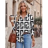 Zeagoo Blouses for Women Dressy Casual Long Sleeve Button Down Shirts Tops(Black White Geometry)