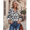 Zeagoo Blouses for Women Dressy Casual Long Sleeve Button Down Shirts Tops(Black White Geometry)