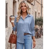 Zeagoo Blouses for Women Dressy Casual Long Sleeve Button Down Shirts Tops(Blue Stripes)