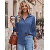 Zeagoo Blouses for Women Dressy Casual Long Sleeve Button Down Shirts Tops(B-navy)