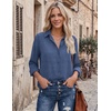 Zeagoo Blouses for Women Dressy Casual Long Sleeve Button Down Shirts Tops(B-navy)