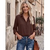 Zeagoo Blouses for Women Dressy Casual Long Sleeve Button Down Shirts Tops(Coffee)