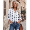 Zeagoo Blouses for Women Dressy Casual Long Sleeve Button Down Shirts Tops(Geometry White)